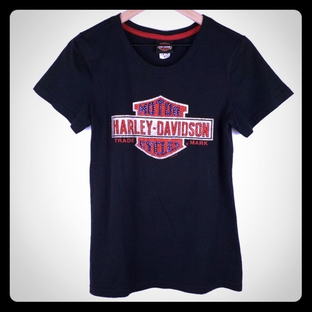Harley Davidson Rhinestone Logo Tee